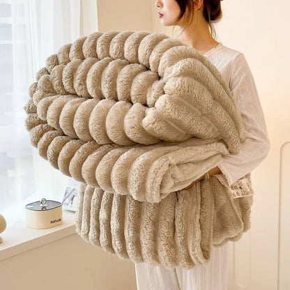 Ribbed Plush Throw Blanket — Soft Oversized Comfort