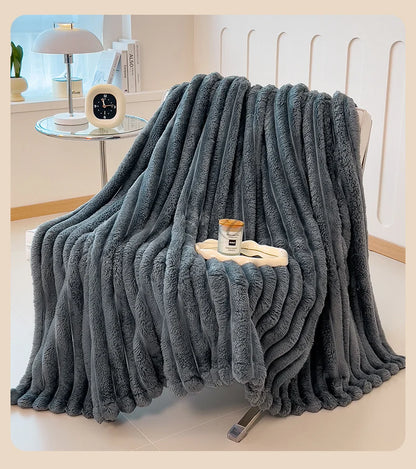 Ribbed Plush Throw Blanket — Soft Oversized Comfort